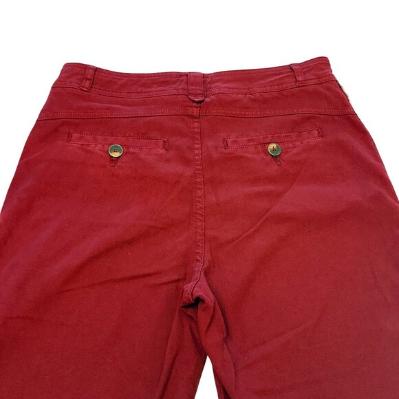 Anthropologie Women's Burgundy Pants Size 4 W/ Embroidered Side Stripes NWT - Picture 14 of 16